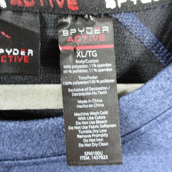 Spyder ProWeb Shirt Mens XL BlueMidweight Base Layer Ski Performance Reflective - Picture 8 of 16